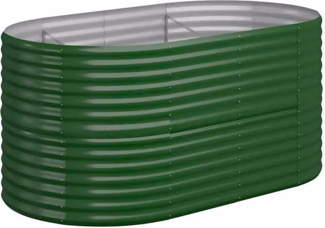 Berkfield Home Garden Green Powder-coated Steel Raised Bed W/D/H: 152 x 80 x 68 cm – 1