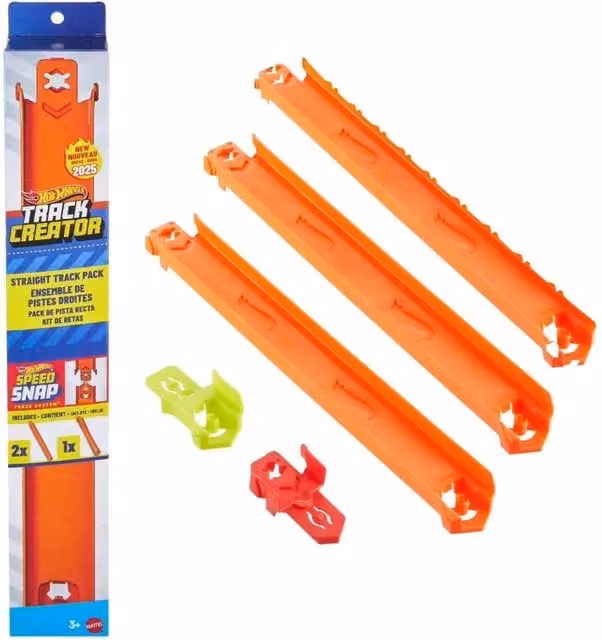 Hot Wheels Track Creator Straight Track Pack in Red and Orange