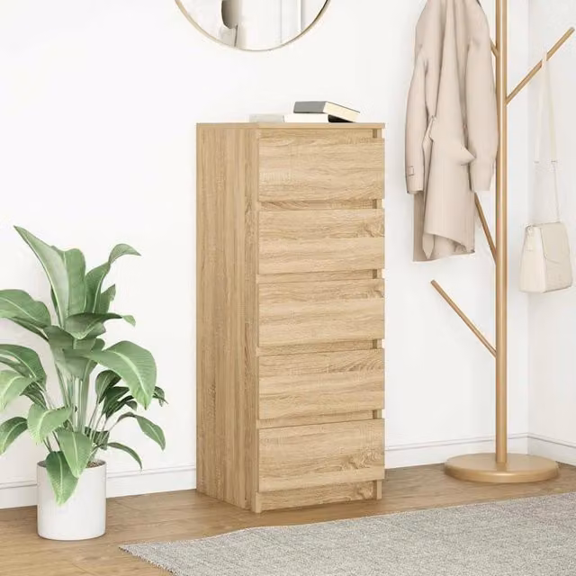 Berkfield Home Sideboard with Drawers in Sonoma Oak Brown, W/D/H: 37.5 x 35 x 99 cm