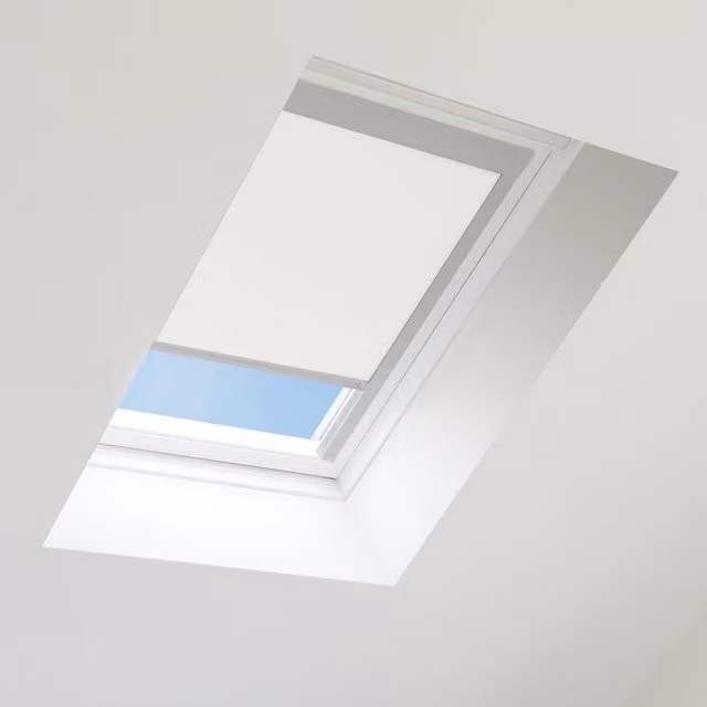 Bloc Blinds Thermal Insulating Blackout Skylight Blind for Velux Roof Window, White with Silver Frame, Width: 76 cm