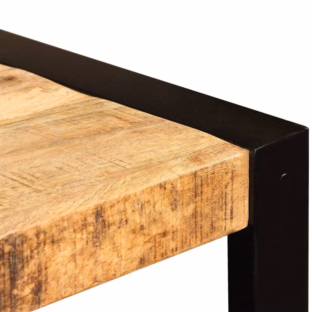 Berkfield Home Rectangular Dining Table in Brown Solid Rough Mango Wood with X-Frame Metal Legs, 120 cm – 5