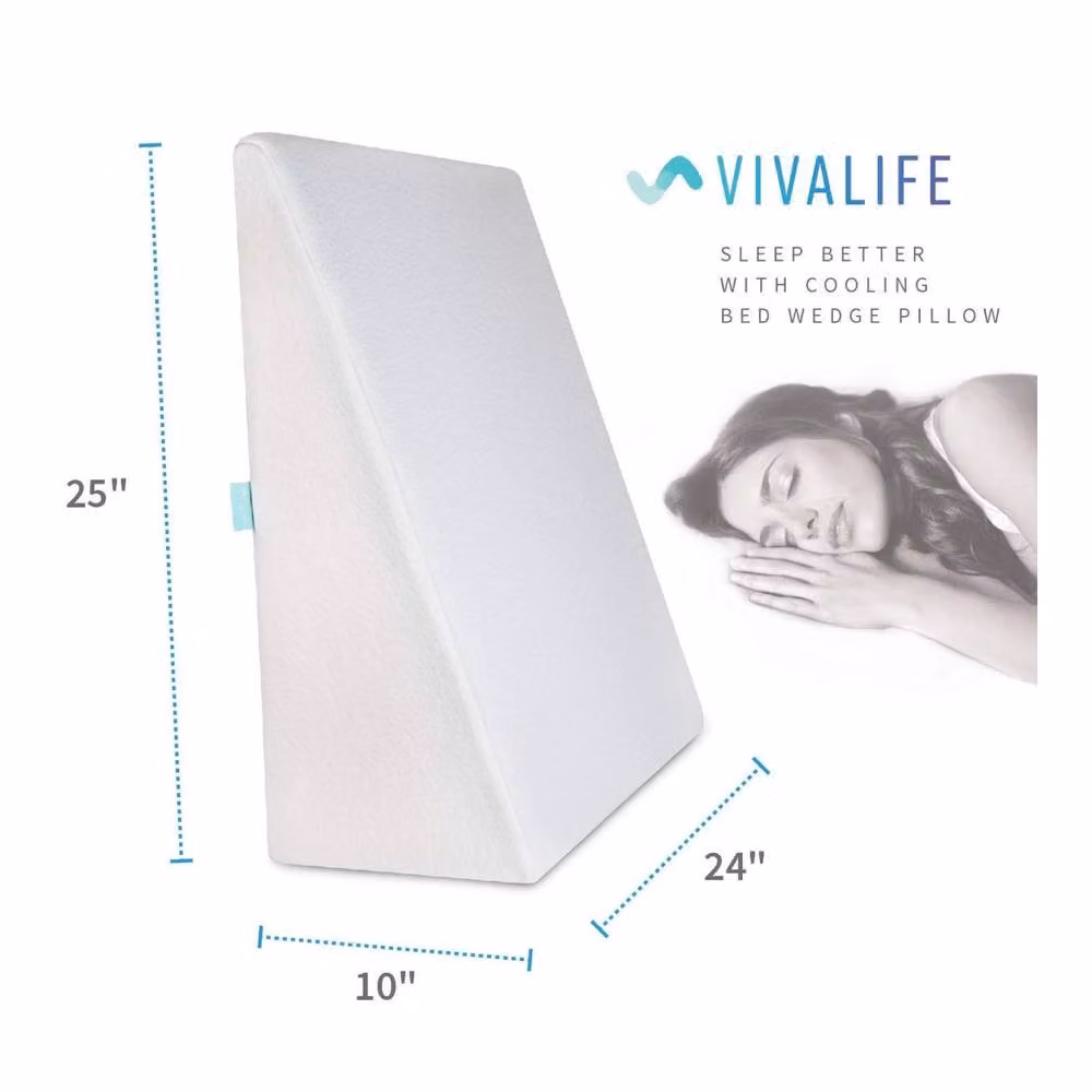 ILFD Group Ltd Single White Gel Memory Foam Bed Wedge Pillow for Back, Neck and Shoulder Support – 2
