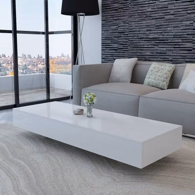 Berkfield Home Modern Rectangular Coffee Table in High Gloss White