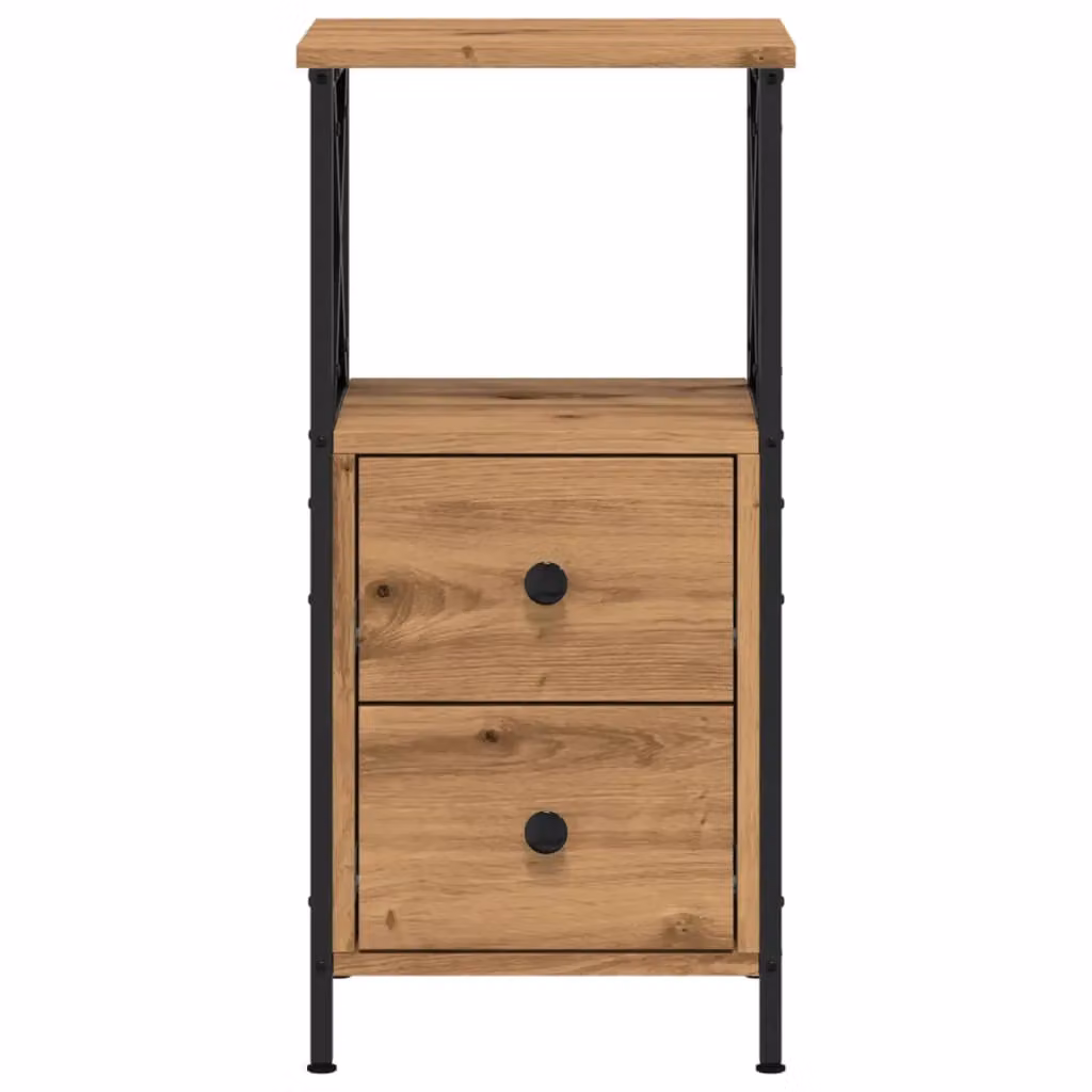 Berkfield Home Artisan Oak Bedside Cabinets, Set of 2, Brown, W/D/H: 34 x 35.5 x 70 cm – 4