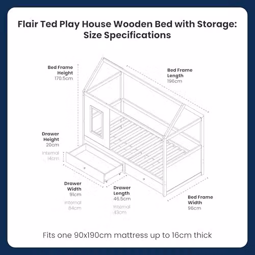 Flair Furnishings Ted Playhouse Pink Wooden Childrens Bed with Storage Drawers – 4