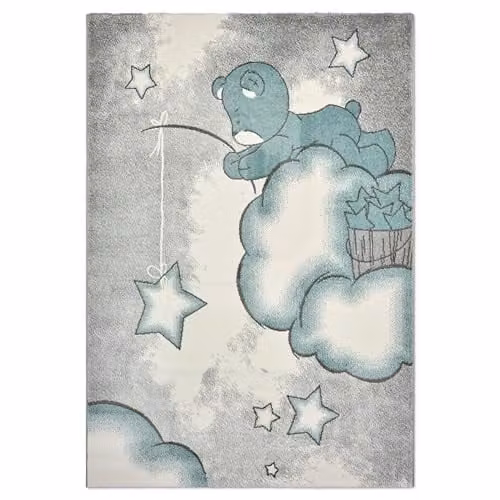 Bravich Blue Baby Bear Kids Rug, W: 160 cm, D: 230 cm, OEKO-TEX Tested Anti-Allergic Childrens Play Mat for Bedroom and Nursery – 1