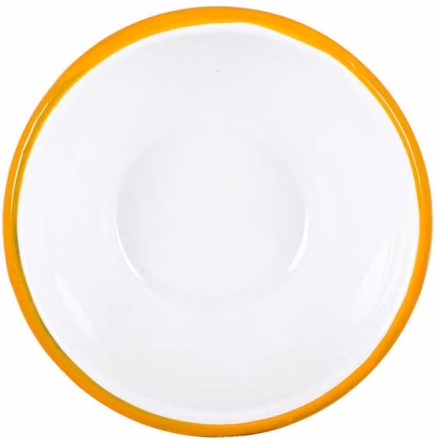 Havendro White and Yellow Enamel Metal Cereal Bowls, 16 cm – 1