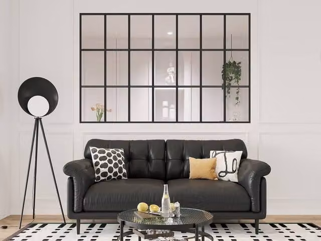 Vente-unique Orangery-Style Powder-Coated Glass Partition in Black, H: 210 cm, W: 130 cm