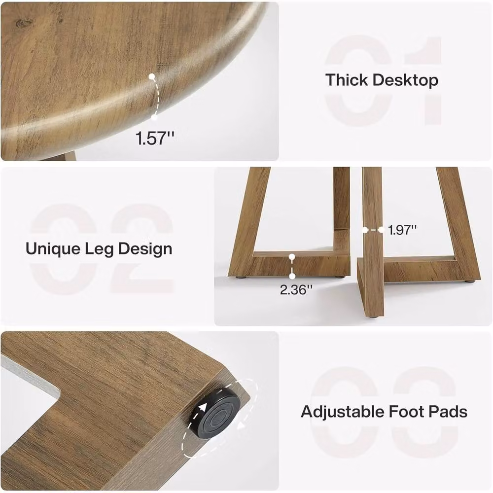 VOGREX Round Dining Table in Brown, Diameter: 80 cm, Height: 75 cm – 4