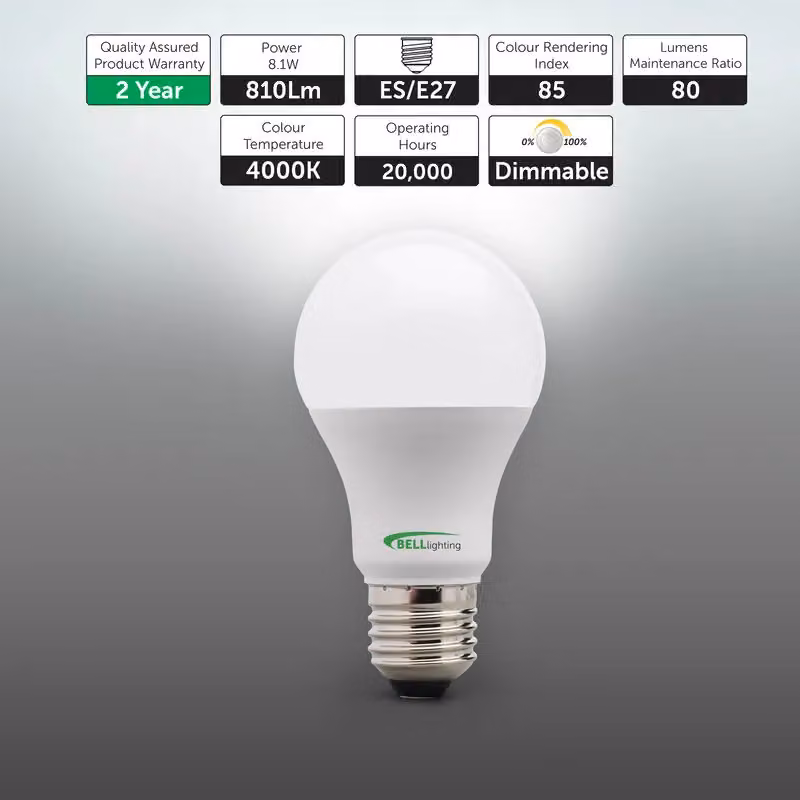 BELL Lighting E27 Dimmable LED Filament Globe Bulbs, Natural White, 8.1W, Pack of 6 – 2