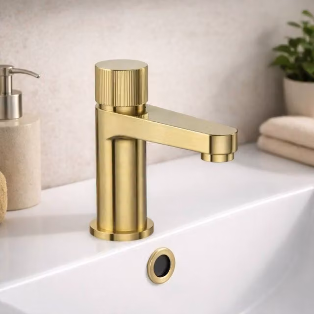 Bathroom Kingdom Koko Single Lever Mono Basin Mixer Tap in Brushed Brass Gold
