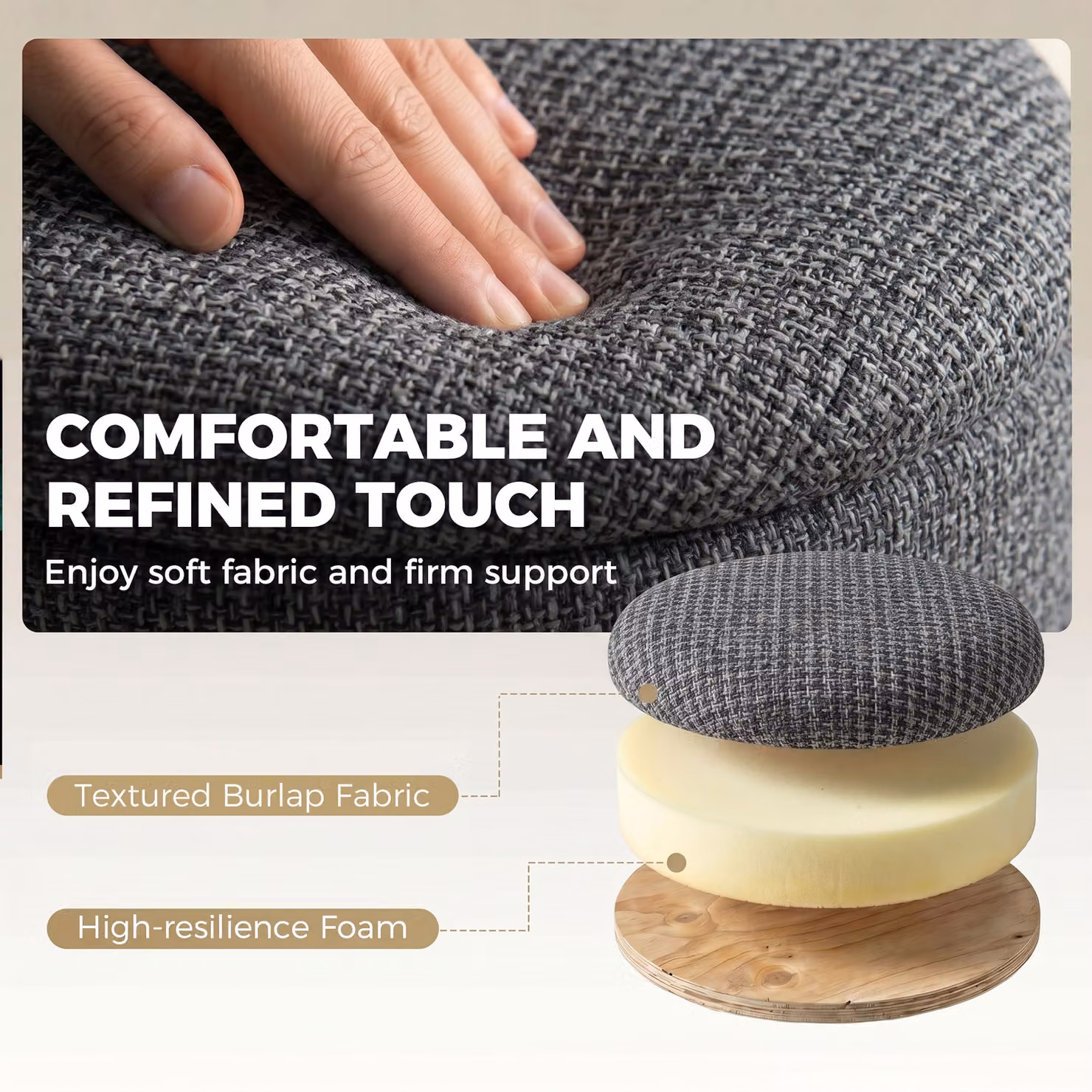 HOMCOM Round Storage Ottoman Sitting Bench with Lid in Dark Grey and Rubberwood Legs – 5