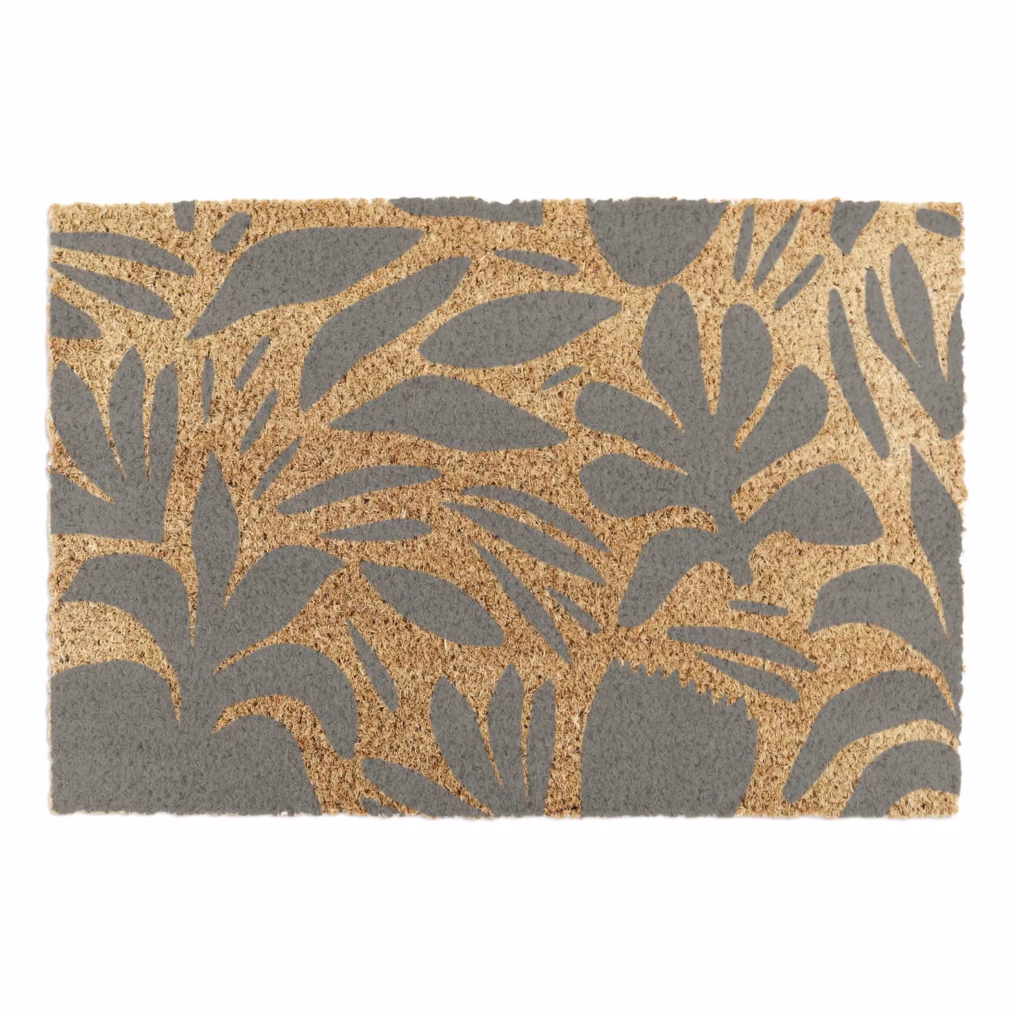 Artsy Mats Grey Abstract Floral Leaf Pattern Coir and Natural Rubber Doormat, W/D: 60 x 40 cm – 4