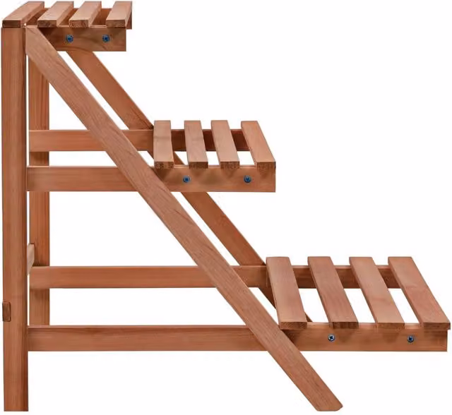 Berkfield Home 3-Tier Rustic Wood Plant Stand in Brown, W/D/H: 48 x 45 x 40 cm – 1