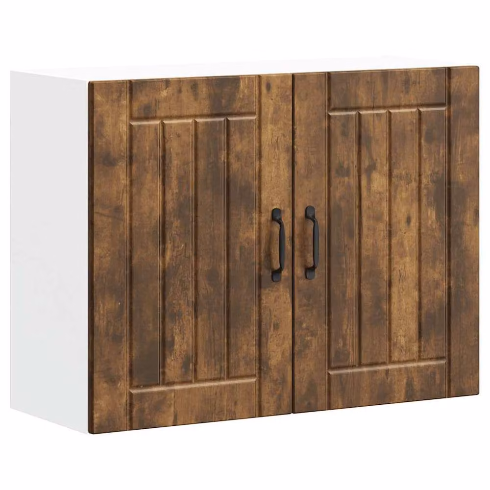 Berkfield Home Lucca Kitchen Wall Cabinet in Smoked Oak with Glass Doors and Brown Matt Finish – 2