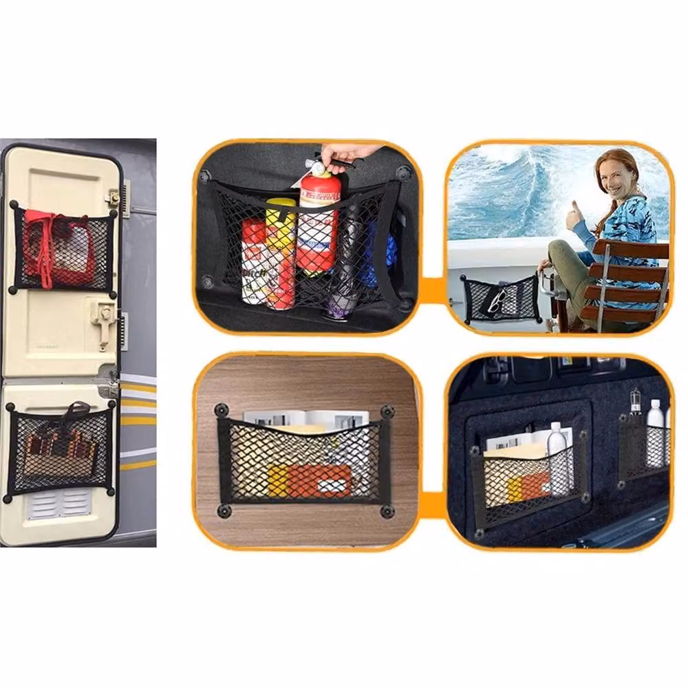 Nordara 4x Camper Van Storage Net Pocket Organiser Holder for VW T4 T5 T6, Black – 6