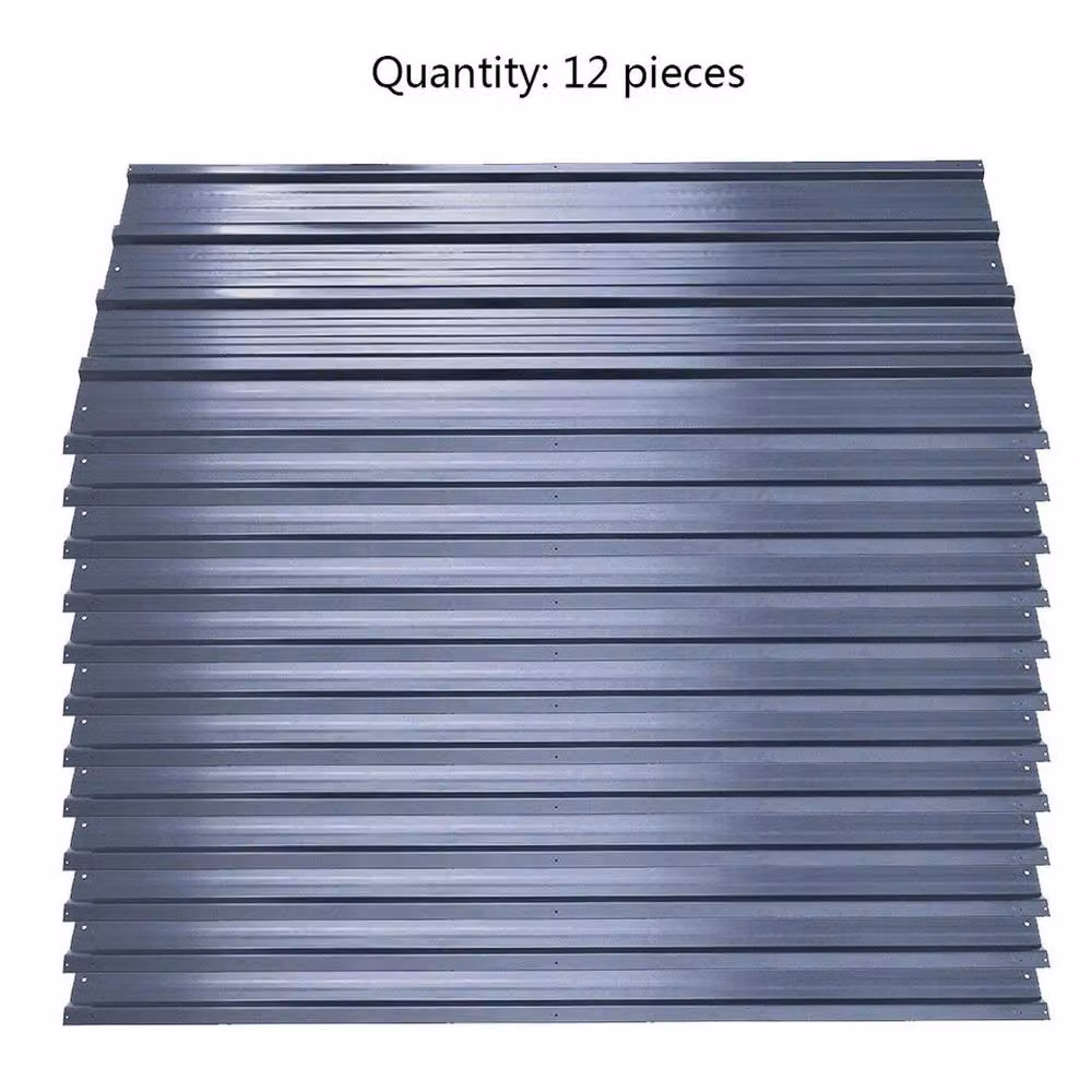 SPETLEK 12-Piece Corrugated Galvanised Steel Carport Roof Sheets in Dark Grey – 2