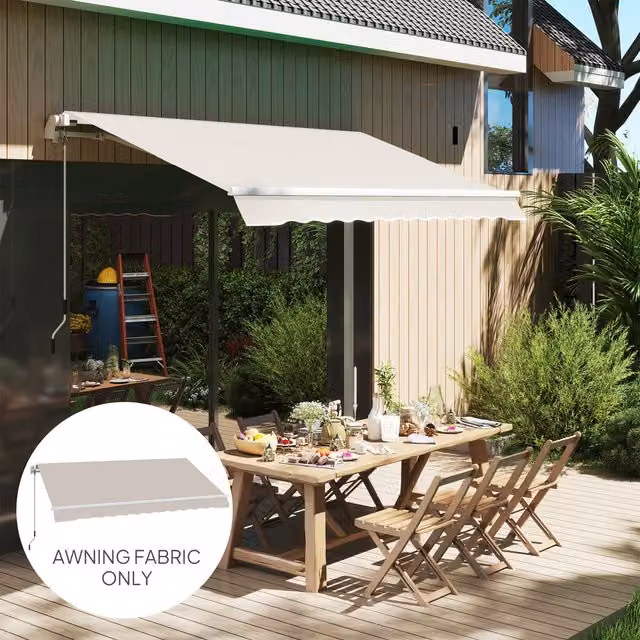 Outsunny Replacement Awning Canopy in White Polyester with UPF 50 Protection, W/D: 300 x 250 cm