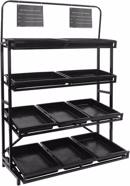 FORGEVIO 4-Tier Metal Supermarket Storage Rack and Retail Display in Black with Adjustable Shelves – 1