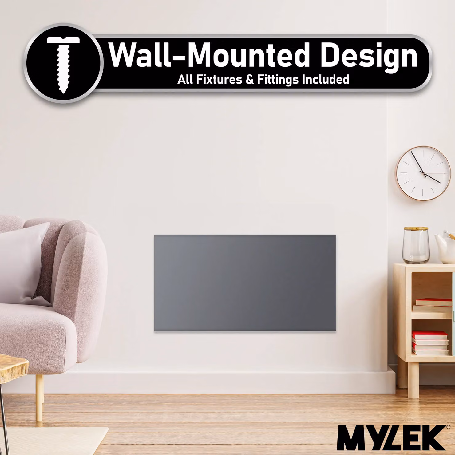MYLEK 1.5kW Slimline Electric Panel Convector Heater with WiFi App Control, Anthracite, W: 80.0 cm, H: 42.5 cm, D: 1.5 cm – 8