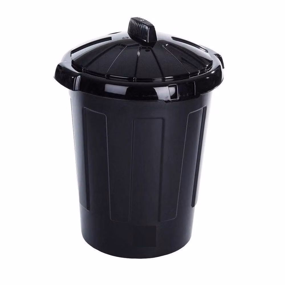 FLAVORA 2-Piece Black Plastic Garden Animal Feed Storage Bins with Lids – 4