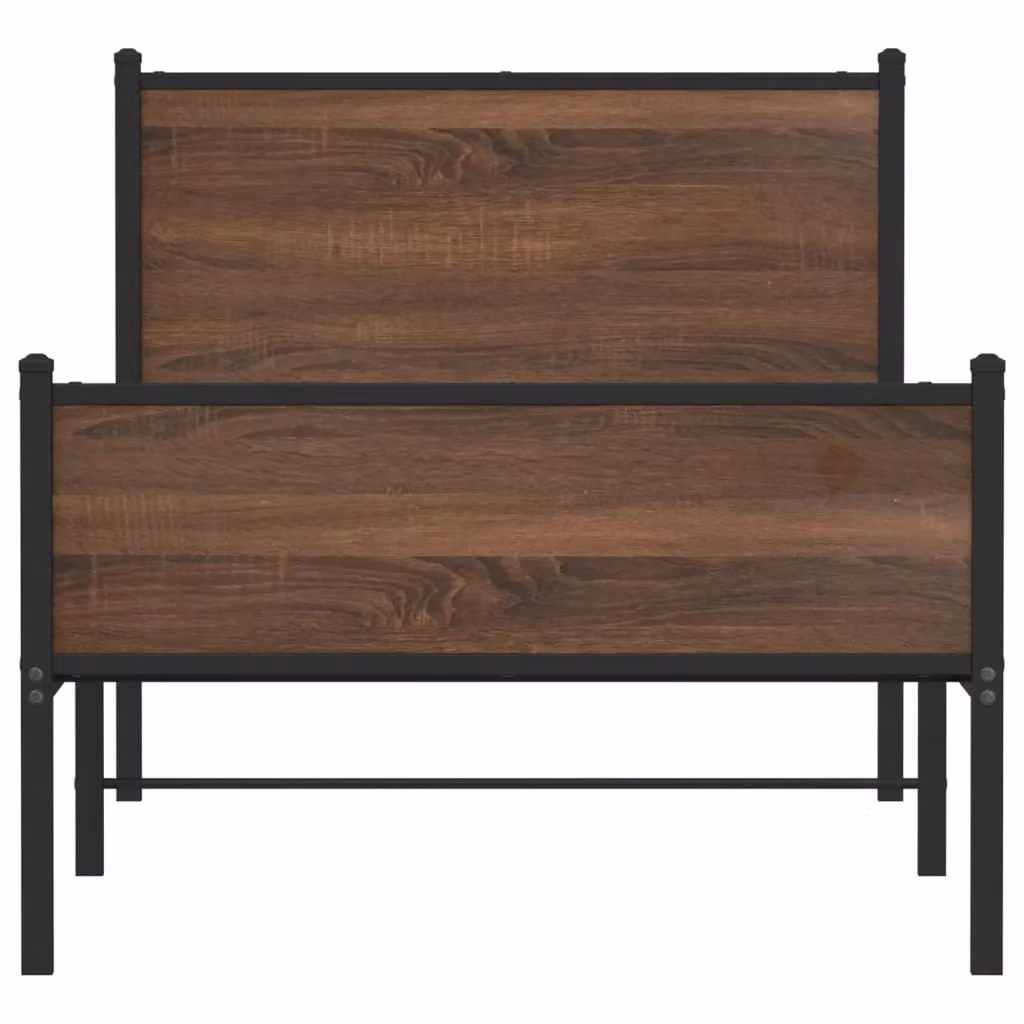 Berkfield Home Metal Bed Frame in Brown Oak, W: 80 cm, L: 200 cm – 3