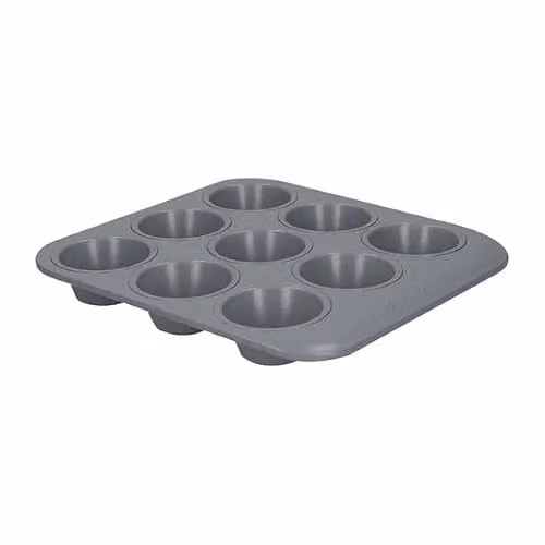 MasterClass Smart Ceramic Non-Stick 9 Hole Muffin Tray, Carbon Steel, Grey, W: 24 cm, D: 22 cm – 1