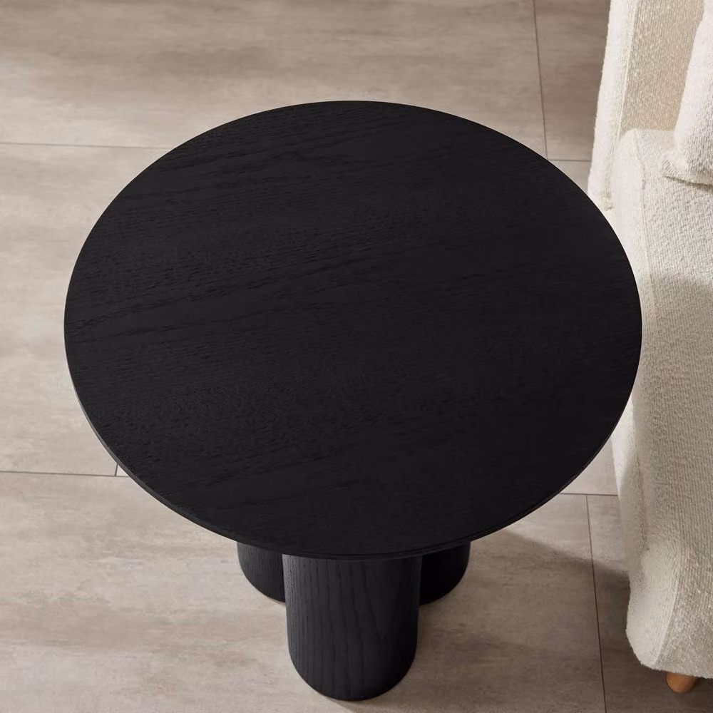 FurnitureboxUK Sutton Round Wood Veneer Side Table in Black – 2