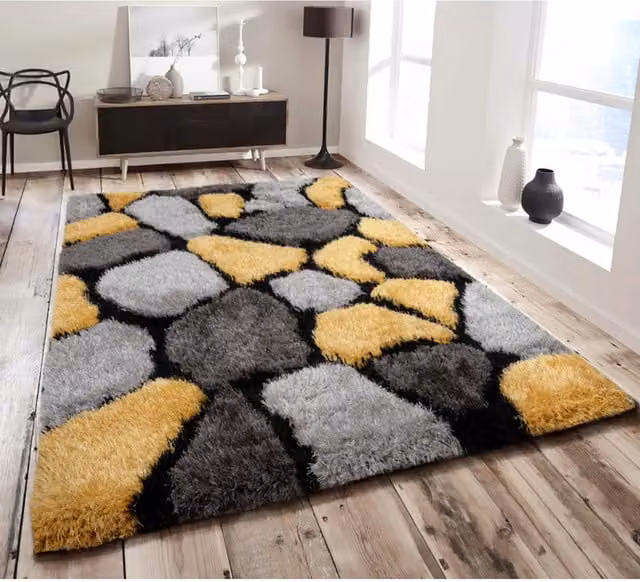 Home Republic Pebbles Ochre Rug, Yellow, W: 120 cm, L: 170 cm
