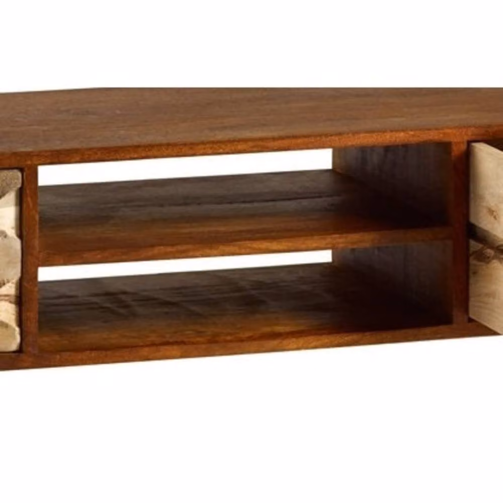 Wyld Haus Shenzhen Mango Wood TV Stand in Brown, W: 140 cm, D: 40 cm, H: 45 cm – 3