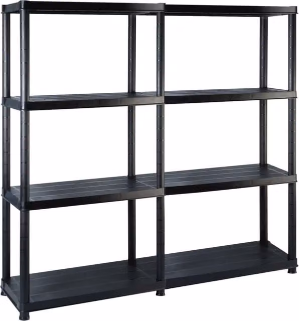 Berkfield Home 4-Tier Plastic Storage Shelf in Black, W: 122 cm, D: 30.5 cm, H: 130 cm – 1