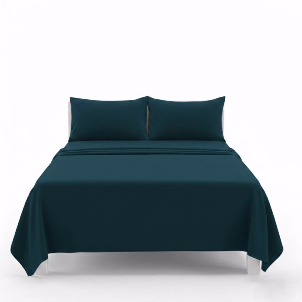 Snug City Easy Care Polycotton Flat Bed Sheet in Petrol, King Size (W/D/H: 180 x 200 cm) – 2