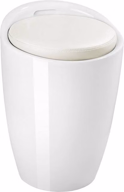 tectake White Bathroom Stool with Synthetic Leather Removable Cover – 1