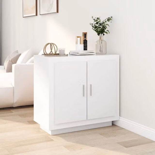 Berkfield Home White Modern Sideboard in Matt MDF, W/D/H: 80 x 40 x 75 cm
