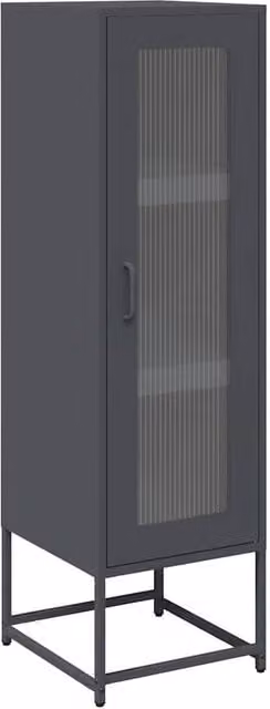 Berkfield Home Anthracite Highboard with Glass Doors and Internal Shelves, W/D/H: 36 x 39 x 123 cm – 1