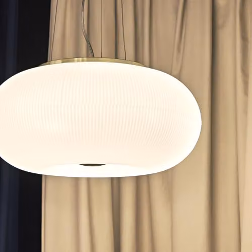 Ideal Lux Arizona 3 Light Round Suspended Ceiling Pendant in White and Gold/Brass – 2