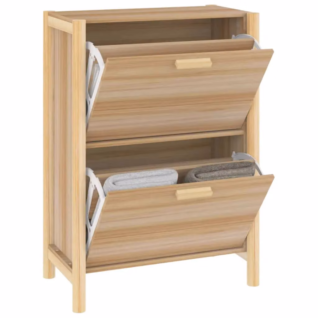 Berkfield Home Brown Engineered Wood Shoe Cabinet with Tilting Compartments W: 57.5 cm, D: 33 cm, H: 80 cm – 2