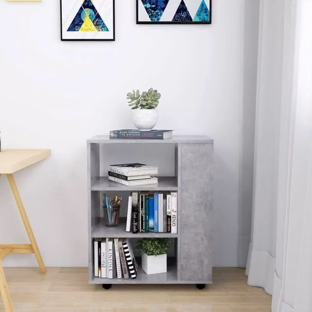 Berkfield Home Rolling Cabinet in Concrete Grey, W/D/H: 60 x 35 x 75 cm