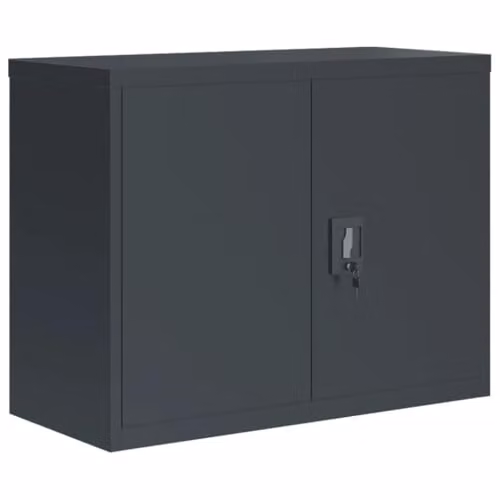 vidaXL Industrial Steel File Cabinet in Anthracite with Lock and Adjustable Shelves, W/D/H: 90 x 40 x 70 cm