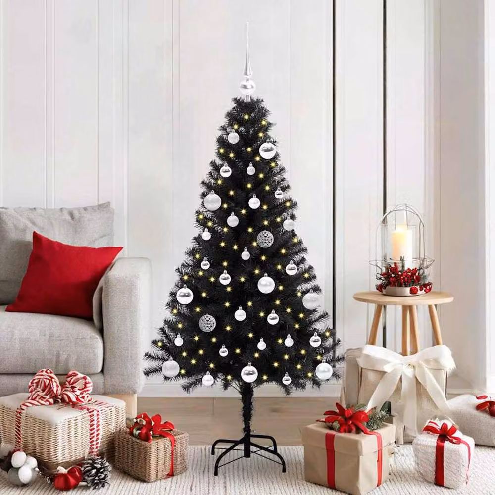 Berkfield Home Lush Christmas Tree with 150 LEDs and Stand, Black, Height: 150 cm – 2