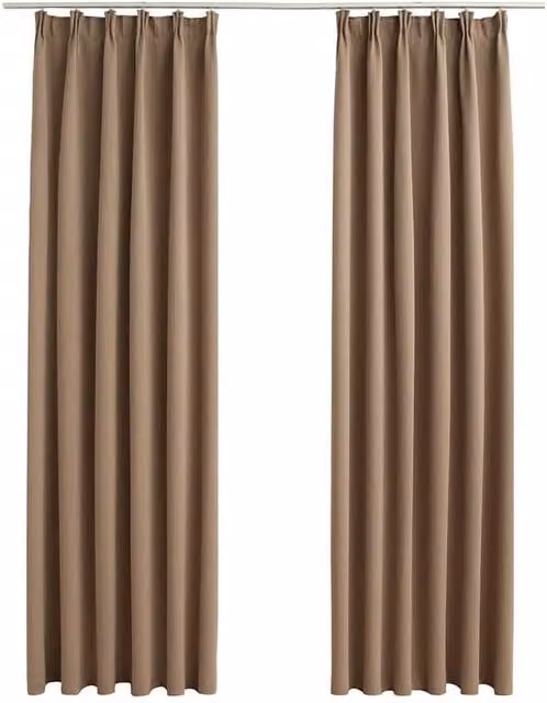 Berkfield Home Blackout Fabric Curtain Panels with Hooks, 2 Pack, Beige, W: 140 cm, H: 225 cm – 1