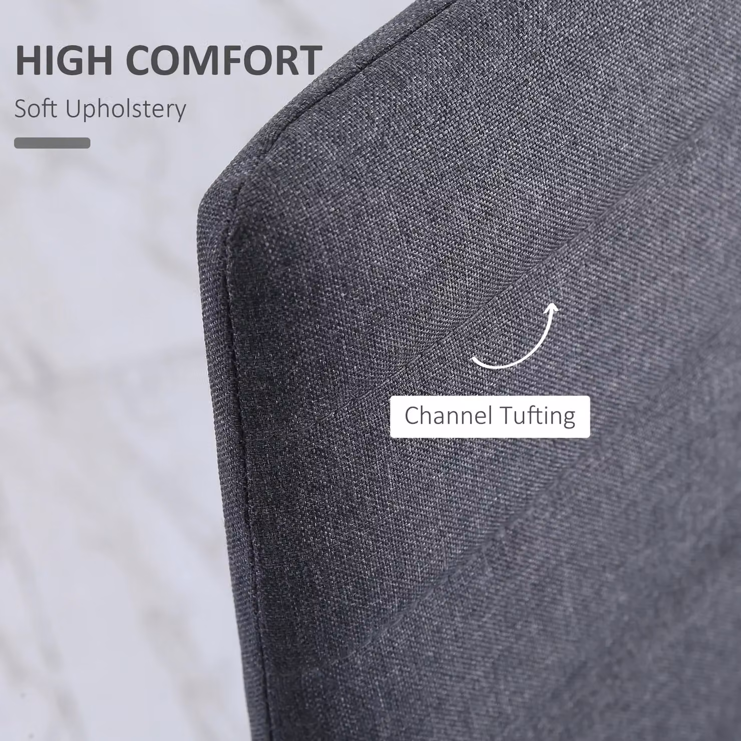 HOMCOM Modern High Back Dining Chairs in Grey Upholstered Fabric – 4