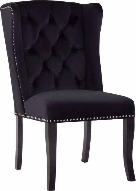 Interiors by Premier Classic Black Velvet Dining Chair with Wood Legs – 1