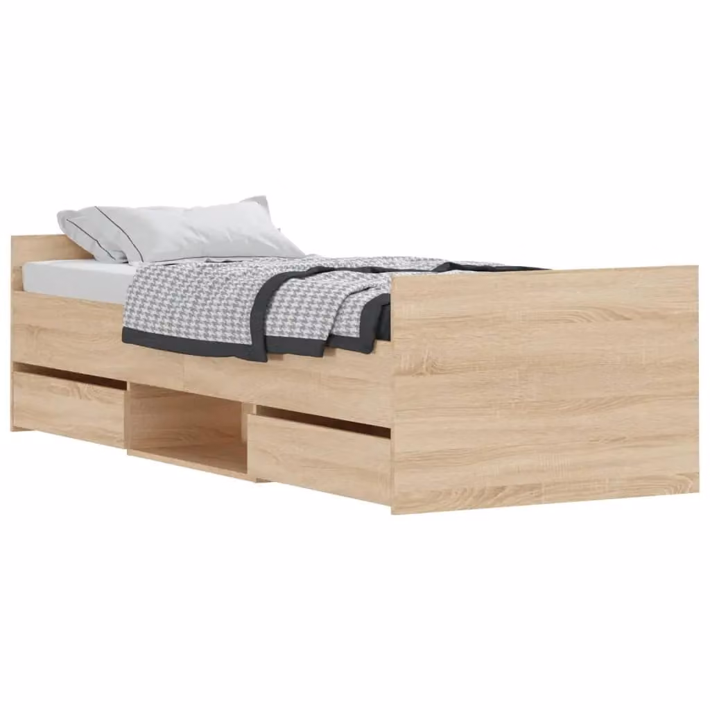 Berkfield Home Small Single Bed Frame with Headboard and Footboard in Sonoma Oak Brown, W: 75 cm, L: 190 cm – 2