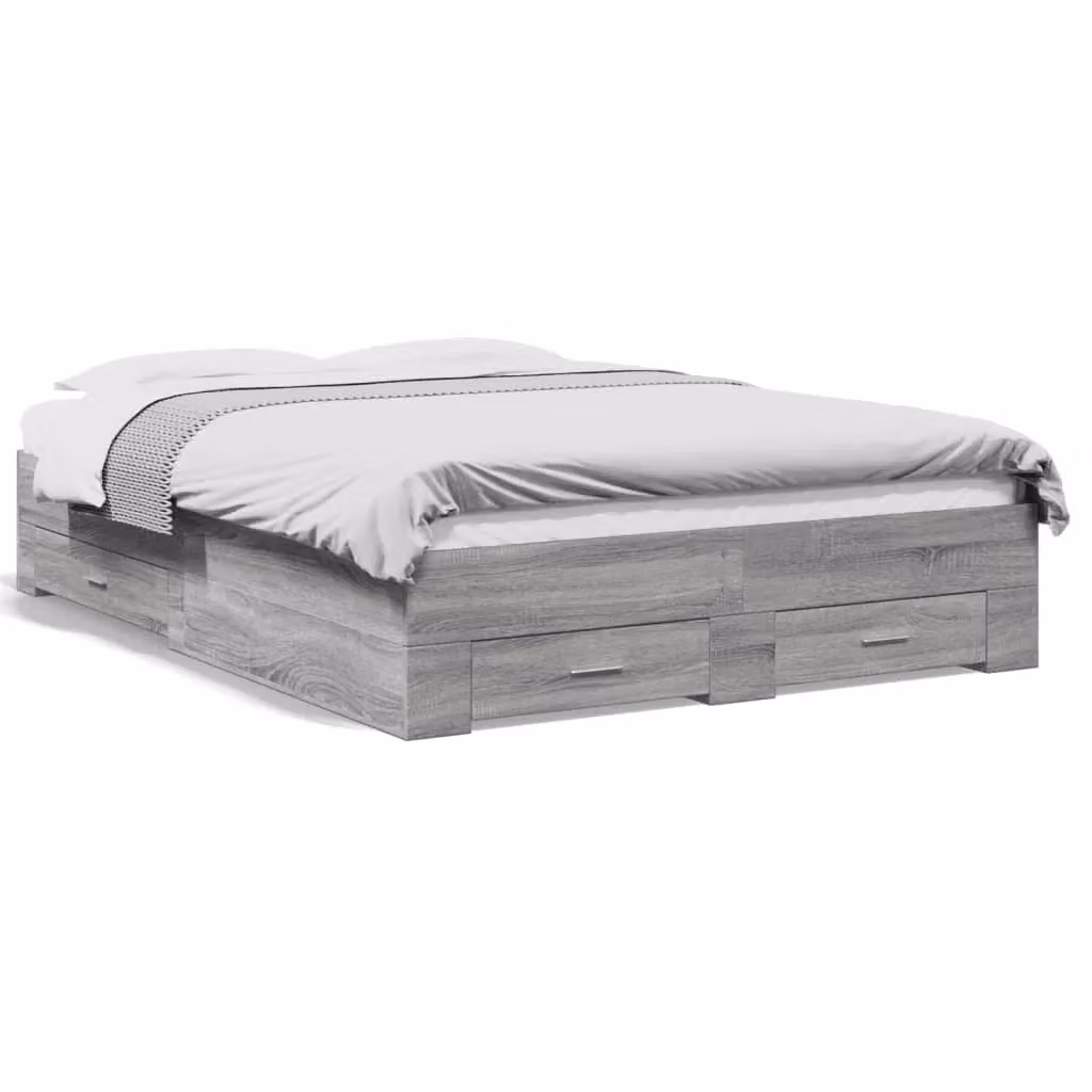 Berkfield Home Small Double Bed Frame with Drawers in Grey Sonoma, W/D/H: 120 x 200 cm – 2