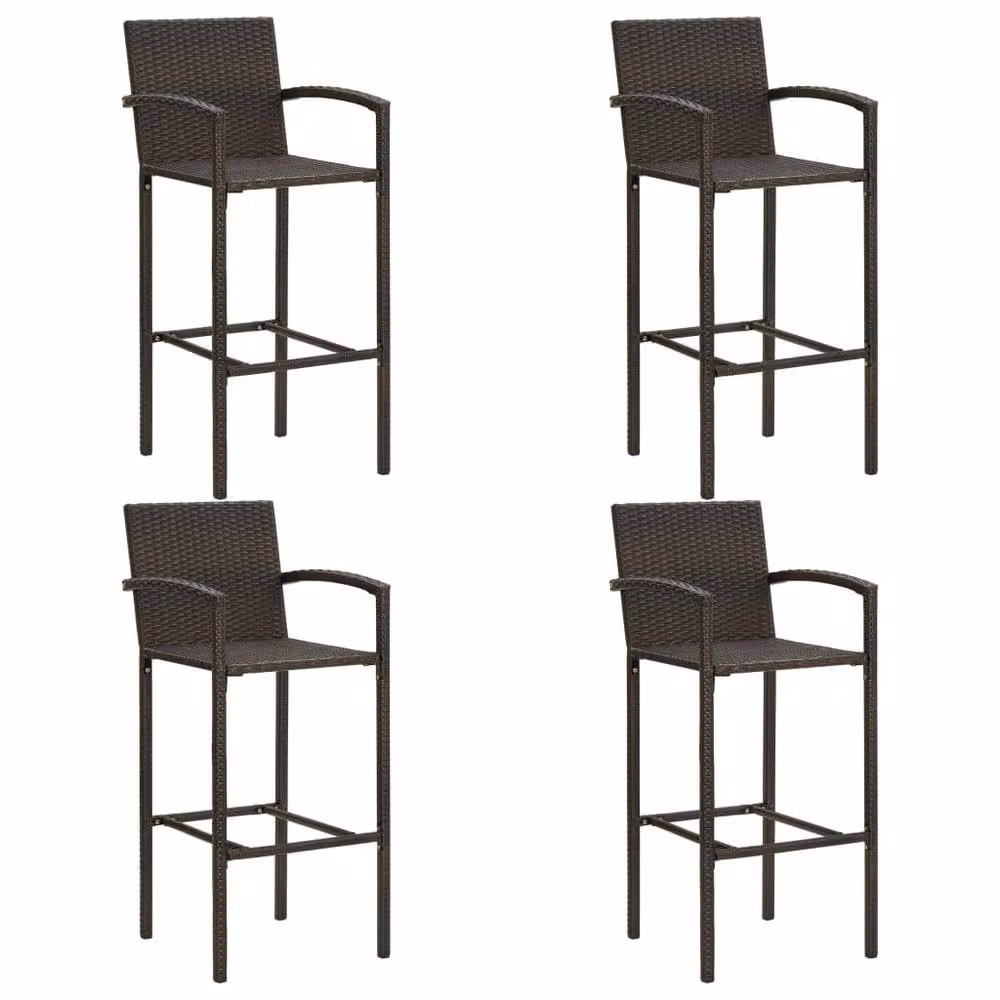 Berkfield Home 5 Piece Brown Poly Rattan Garden Bar Set – 2