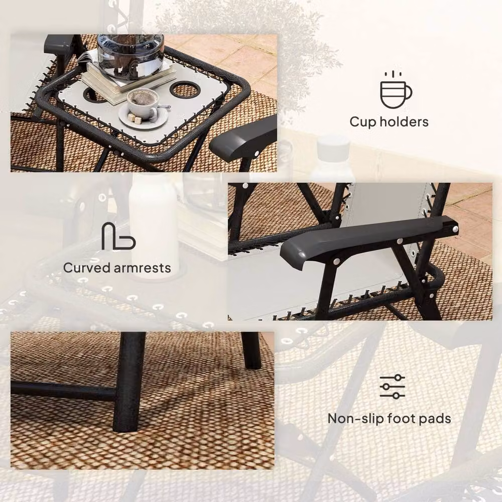 Wyld Haus Diroke 3 Piece Folding Bistro Set in White and Black – 7