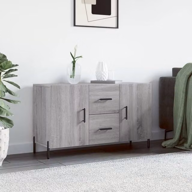 Berkfield Home Modern Grey Sonoma Sideboard, W/D/H: 100 x 36 x 60 cm