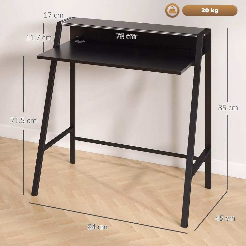 NESTLUNE 2-Tier Modern Computer Workstation in Black, W/D/H: 100 x 100 x 85 cm – 2
