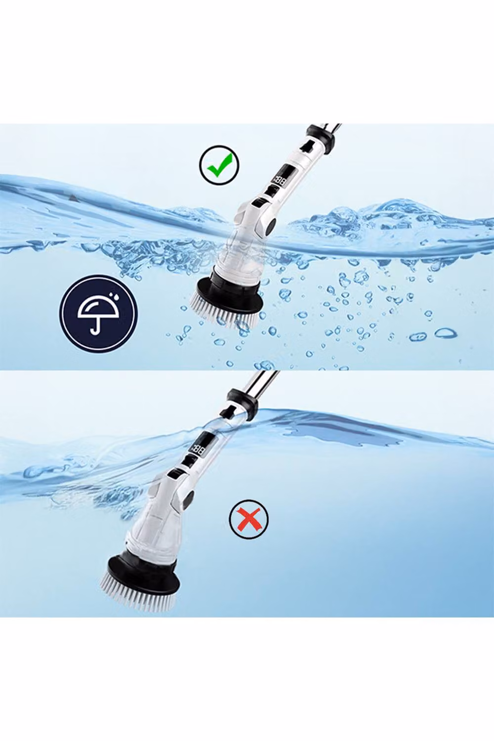 Living and Home 8 in 1 Cordless Handheld Electric Spin Scrubber with Long Handle, White – 3